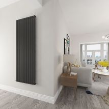 Biubiubath - Black Flat Panel Radiator Central Heating Vertical Single Desinger 1800x680mm - Black