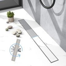 Biubiubath - Caniveau de douche en acier inoxydable 2 en 1+360°, siphon douche italienne,bonde de douche-100cm