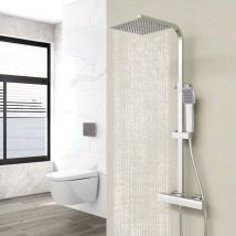 Biubiubath - Colonne de douche thermostatique carré, douche de tête 2525cm, réglable en hauteur, douche thermostatique à effet pluie