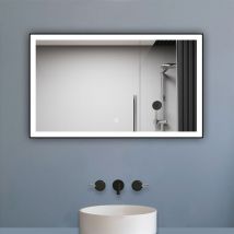 Miroir de salle de bain led 100x60cm avec cadre noir, 3 couleurs + anti-buée + mémoire + gradation infinie - Biubiubath