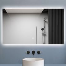 Miroir de salle de bain led, 120x70cm, mémoire + dimmable + anti-buée, IP44, 6000K blanc - Biubiubath