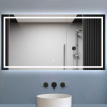 Biubiubath - Miroir de salle de bain led dimmable, avec mémoire et anti-buée, 160x80cm, IP44