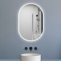 Miroir de salle de bain ovale 45x90cm, mémoire + dimmable + anti-buée, IP44, 6000K blanc froid - Biubiubath