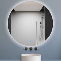 Miroir Salle de Bain Rond 80cm Antibuée, Gradation Infiniei, Fonction Mémoire,IP44 hd Verre Miroir-Mural - Biubiubath