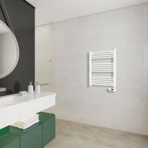 Sèche-Serviette électrique blanc H78 x L50 cm, 300W avec Kit Montage Mural, Radiateurs de salle de bains - Biubiubath