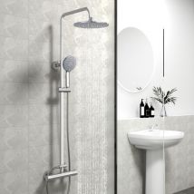 Thermostatic Exposed Mixer Shower Chrome Round Cool Touch Set Twin Head - Biubiubath