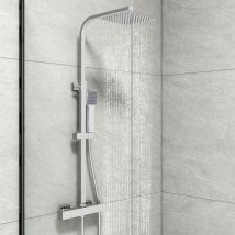 Biubuibath Bathroom Shower Mixer Thermostatic Exposed Square Modern Twin Head Valve Set Chrome