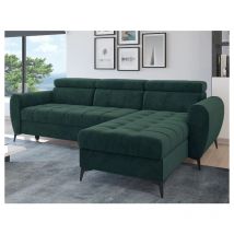 Romano - Bjorn Monolith Fabric Corner Sofa Bed - Bottle Green