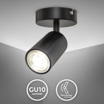 Faretto da parete o soffitto orientabile, attacco per lampadina GU10 non inclusa, plafoniera in metallo nero opaco, lampada da soffitto per ingresso,