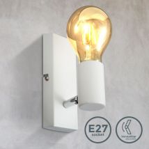 B.k.licht - Lampada da parete orientabile in metallo bianco, adatta per 1 lampadina E27 non inclusa max. 60W, applique da muro per salotto o sala,