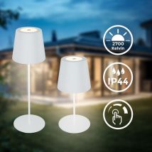 B.k.licht - Lampe de table led sans fil IP44, Variable, tactile, protection contre les éclaboussures, sans fil, blanc, 36 x Ø10,5 cm