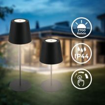 B.k.licht - Lampe de table led sans fil IP44, Variable, tactile, protection contre les éclaboussures, sans fil, noir, 36 x Ø10,5 cm