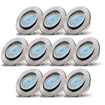B.k.licht - lot de 10 spots led encastrables 230V orientables ultra-plats lumière blanc chaud taille trou 68mm spots led 86x26 mm nickel mat