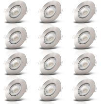B.k.licht - lot de 12 spots encastrable mur et plafond, spots dinterieur, IP23 ultraplats 24mm, orientables, Ø90mm, nickel mat, éclairage plafond