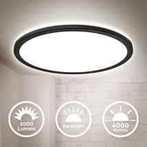 Plafoniera led ultra piatta 2,9cm, led integrati 22W 3000Lm, luce bianca naturale 4000K, Lampada da soffitto con illuminazione indiretta, Ø42cm,