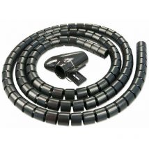 Black 25mm Large Cable Wire Tidy Wrap Organising Kit With Feeder - Black