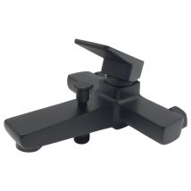 Omnires - Square Bath Mixer Tap Black Wall Mounted Shower Hose Outlet