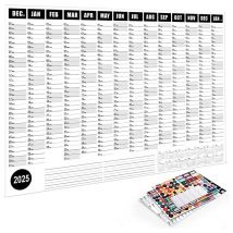 Black Calendrier mural 2025, calendrier 2025 à 365 jours, planificateur annuel 2025 pour la maison, le bureau, les projets scolaires (Black 2025)
