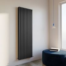 Acezanble - Horizontal Radiator Oval Column Designer Central Heating 1800x590mm Double Black - Black