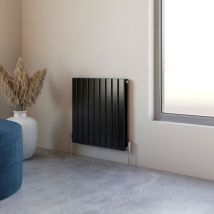 Acezanble 600x612mm Double Black Horizontal Flat Panel Central Heating Designer Radiator