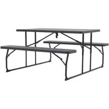 Warmiehomy - Black Foldable Picnic Table and Bench Set