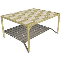 Ma Pergola Bois - Pergola bois • 5m x 4m • indépendante • sens largeur • voilage semi-transparent inclus • livraison comprise