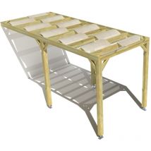 Ma Pergola Bois - Pergola bois • 2m x 5m • adossée • sens largeur • voilage semi-transparent inclus • livraison comprise