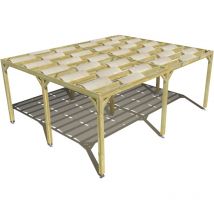Ma Pergola Bois - Pergola bois • 6m x 5m • indépendante • sens largeur • voilage semi-transparent inclus • livraison comprise