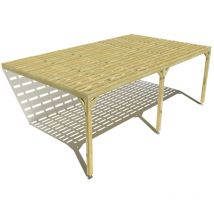 Ma Pergola Bois - Pergola bois • 7m x 4m • adossée • sens profondeur • platelage bois • livraison comprise