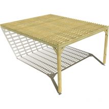 Pergola bois • 4m x 5m • adossée • sens profondeur • lattage bois • livraison comprise