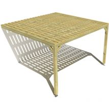 Ma Pergola Bois - Pergola bois • 4m x 4m • adossée • sens largeur • platelage bois • livraison comprise
