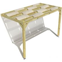 Ma Pergola Bois - Pergola bois • 4m x 2m • adossée • sens largeur • voilage semi-transparent inclus • livraison comprise