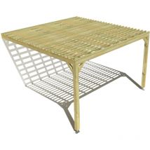 Ma Pergola Bois - Pergola bois • 4m x 4m • adossée • sens profondeur • lattage bois • livraison comprise