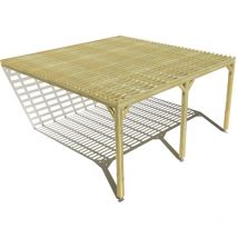 Ma Pergola Bois - Pergola bois • 5m x 5m • adossée • sens profondeur • lattage bois • livraison comprise