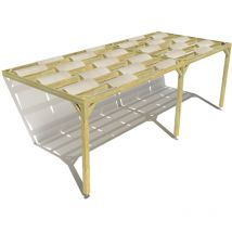 Ma Pergola Bois - Pergola bois • 7m x 3m • adossée • sens largeur • voilage semi-transparent inclus • livraison comprise