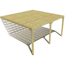 Ma Pergola Bois - Pergola bois • 5m x 5m • adossée • sens profondeur • platelage bois • livraison comprise