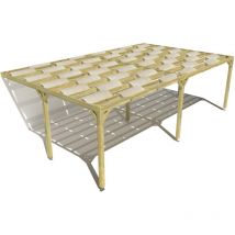 Ma Pergola Bois - Pergola bois • 8m x 5m • adossée • sens largeur • voilage semi-transparent inclus • livraison comprise