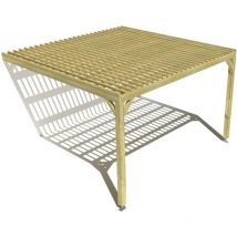 Ma Pergola Bois - Pergola bois • 4m x 4m • adossée • sens largeur • lattage bois • livraison comprise