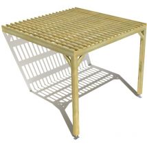 Ma Pergola Bois - Pergola bois • 3m x 3m • adossée • sens largeur • lattage bois • livraison comprise
