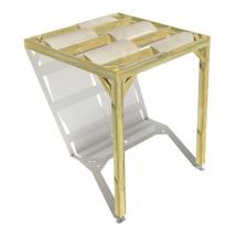 Ma Pergola Bois - Pergola bois • 2m x 2m • adossée • sens largeur • voilage semi-transparent inclus • livraison comprise