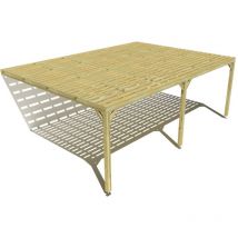 Pergola bois • 7m x 5m • adossée • sens profondeur • platelage bois • livraison comprise