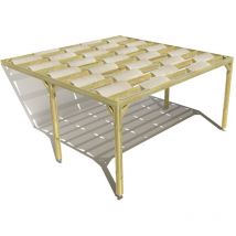 Ma Pergola Bois - Pergola bois • 5m x 5m • adossée • sens largeur • voilage semi-transparent inclus • livraison comprise