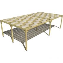 Ma Pergola Bois - Pergola bois • 9m x 5m • indépendante • sens largeur • voilage semi-transparent inclus • livraison comprise