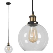 Sheridan Black & Gold Ceiling Pendant & Clear Glass Globe Light Fitting - Includes 4w led Filament Bulb