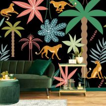 99déco - Papier Peint Panoramique L432xH270cm Black Jungle - Multicolore