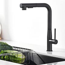 Black Kitchen Faucet, Pull-Out Kitchen Faucet, High Pressure Sink Mixer Tap with Two Spray Types, 360° Rotatable Kitchen Faucet, Black Kitchen Mixer
