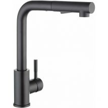 Kitchen Faucet with Black Spray, Kitchen Mixer with Pull-out Spray, 304 Stainless Steel Brushed Kitchen Faucet, 360° Rotating Sink Mixer, 2-Jet Sink
