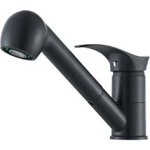 Black Kitchen Faucet Single Handle Kitchen Mixer Tap with Single Lever Sprayer 360° Swivel Faucet for 1 Hole 2 Spray Modes Brass