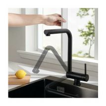 Black Kitchen Faucet, Under Window Pull Down Kitchen Mixer, Flexible 90° Foldable/360° Swivel/360° Swivel Spout Black Faucet, Stainless Steel Kitchen