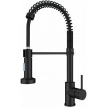 Zamery - Black Kitchen Sink Tap Kitchen Sink Mixer tap with Solid Brass Commercial Single Handle Single Hole Pull Down Sprayer Swivel Sprayer Mixer